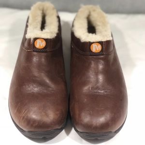 Merrell Women Shearling Lined  Brown Mocs Sz 7